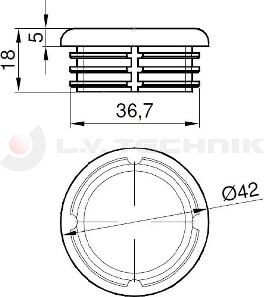 Plastic cap for tube 42mm