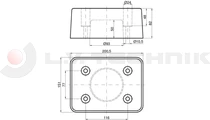 Rubber buffer 200x150x80 with 4 holes