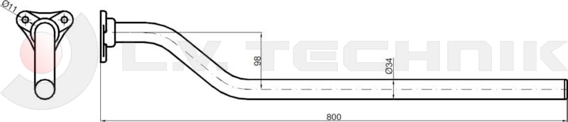 Mudguard support tube curved 34/800mm