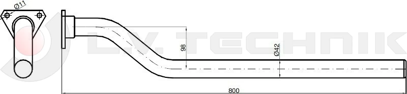 Mudguard support tube curved 42/800mm