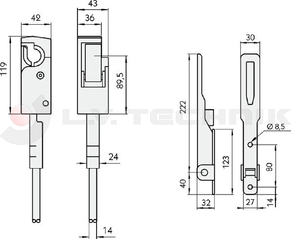 Tipper lock 662NP 1000 complete left