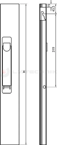 Hossz. tolózár 710.6 600mm jobb