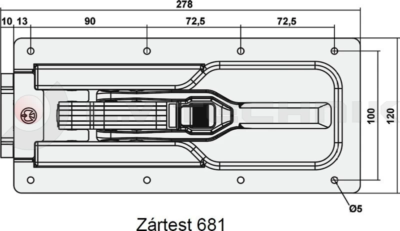 Zár 681S/1 belső biztosítós T-nyelves