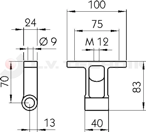 Zsanér 6561 agy horg. 70 mm M12 menettel
