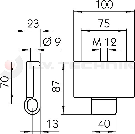 Hinge 6561N 70mm M12