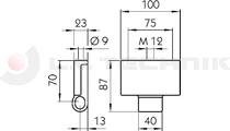 Hinge 6561N 70mm M12