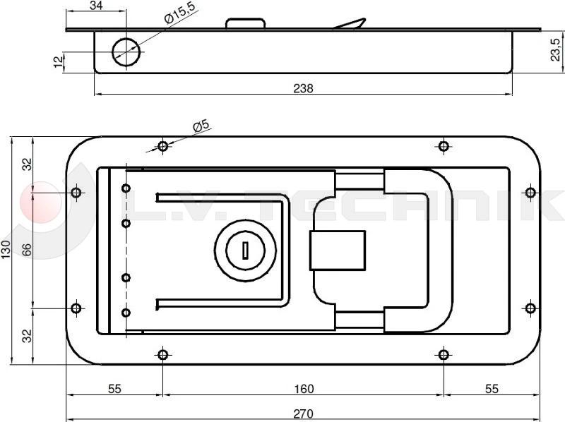 Recessed lock inox