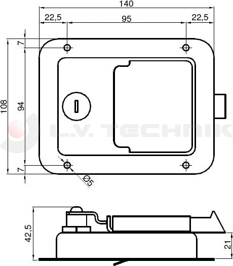 Recessed lock 108x140 inox