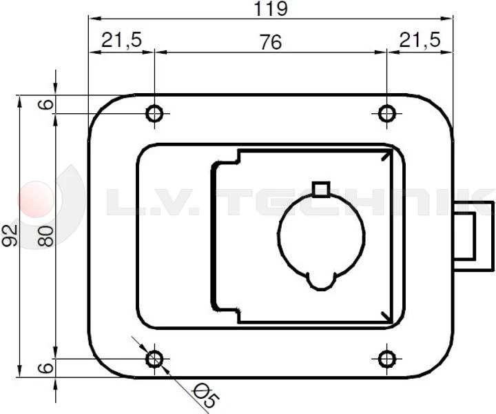 Recessed lock 92x119 inox