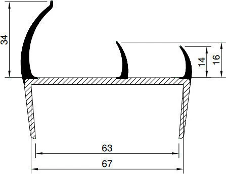 Ajtó tömítőprofil 65mm 3,2m szürke