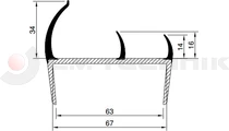 Ajtó tömítőprofil 65mm 3,2m szürke