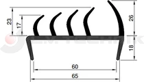 Ajtó tömítőprofil 65mm 5m fekete