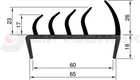 PVC rubber profile 65mm 5m