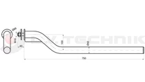 Mudguard support tube curved 42/750mm 1 screw