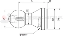 Tipper ball 60mm horizontal with greasing nipple