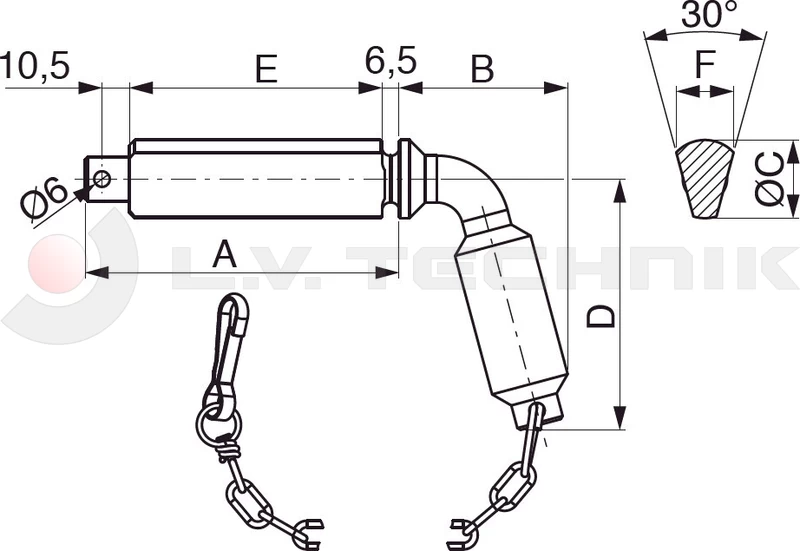 Tipper ball 60mm horizontal pin TIPO II