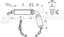 Tipper ball 60mm horizontal pin TIPO II