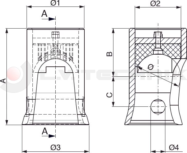 Tipper ball 80mm horizontal socket TIPO I