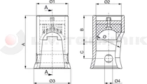 Tipper ball 80mm horizontal socket TIPO I