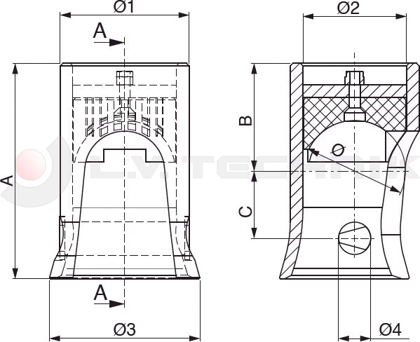 Tipper ball 80mm horizontal socket TIPO II