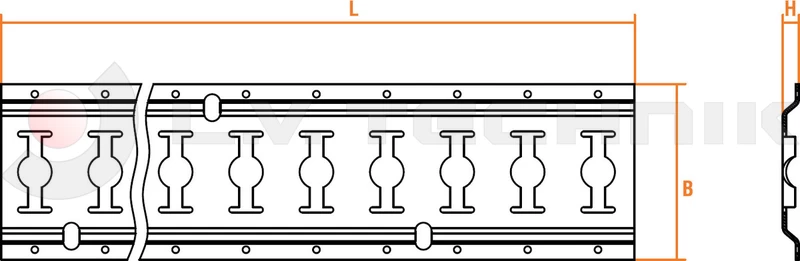 Horizontal lashing rail track 2964mm zp