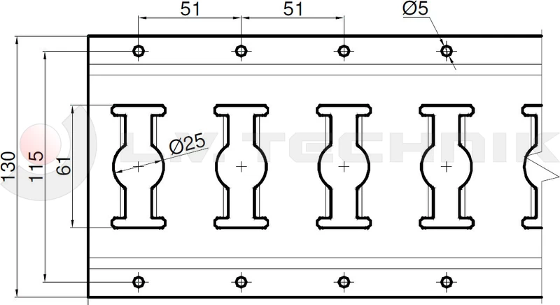 Horizontal lashing rail track 2964mm zp