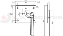 Handle with plate and 100x120mm base sheet left