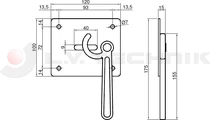 Handle with plate and 100x120mm base sheet right