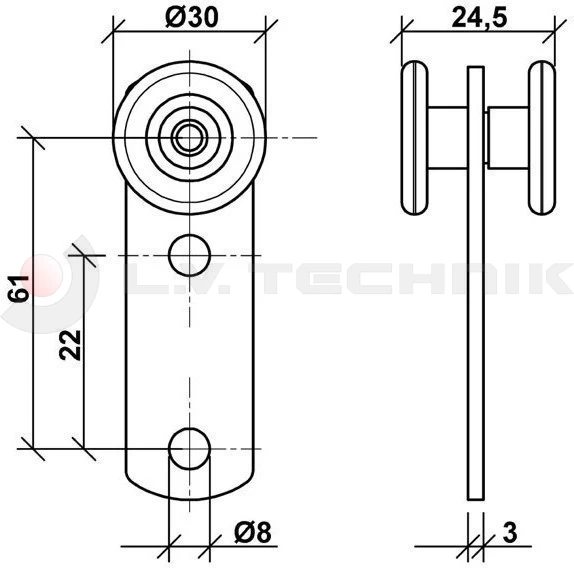 Roller 30mm single