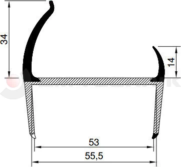 PVC rubber profile 50mm (grey) 3,2m