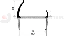PVC rubber profile 50mm (grey) 3,2m