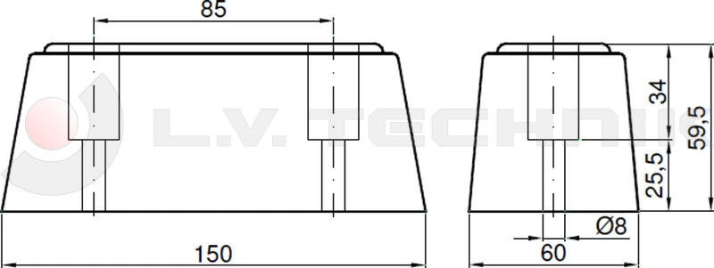 Rubber buffer 150x60x60