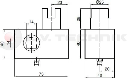 Curtain tensioner 25mm cutted left