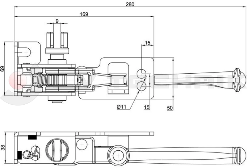 Curtain tensioner cutted right