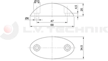 Rubber buffer oval 68x35x20