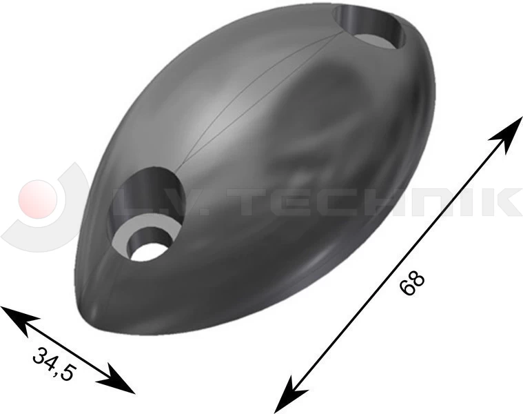 Rubber buffer oval 68x35x20