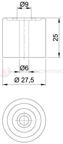 Ütközőgumi kerek dia 27,5x25