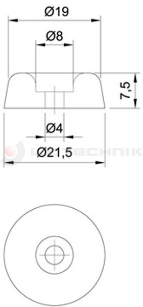 Ütközőgumi kerek dia 21,5x7,5