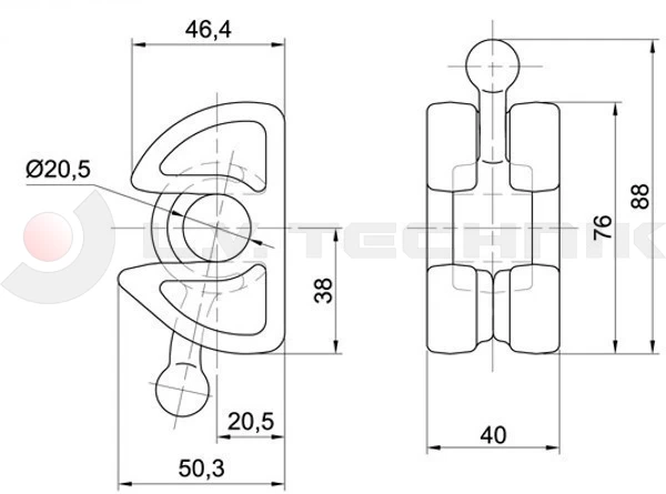 Tipper clamp 20mm