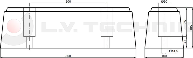 Ütközőgumi 350x100x105