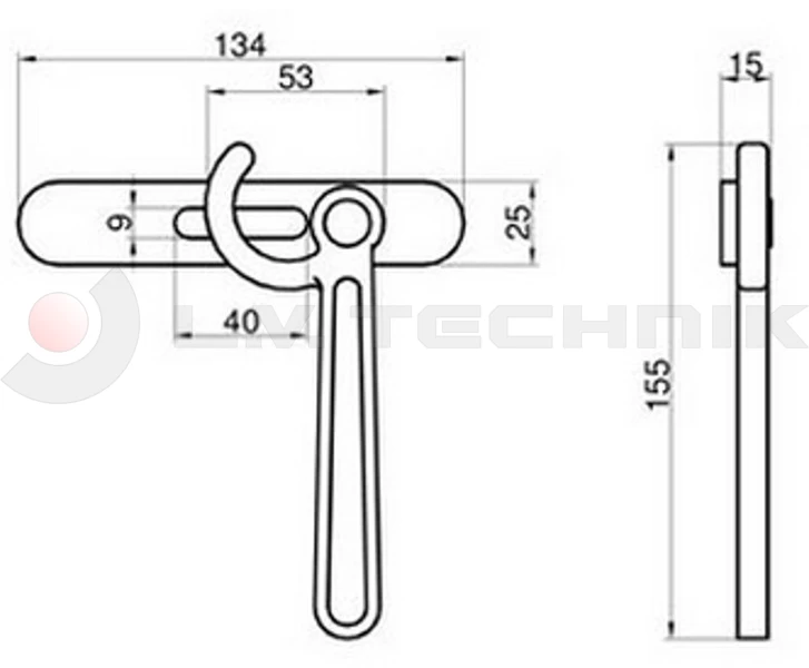 Handle with plate and 25x137mm base sheet left
