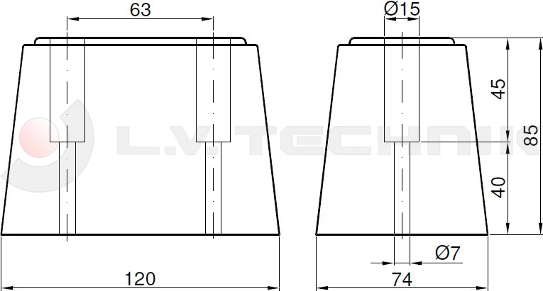 Rubber buffer 120x74x85