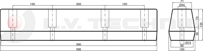 Ütközőgumi 595x100x120