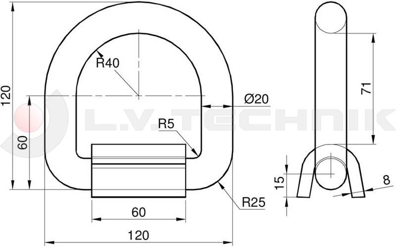 Lashing ring 7t weldable
