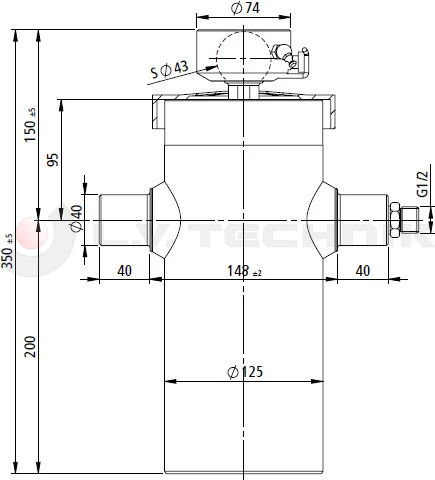 Hidraulikus munkahenger 1175/6tag/5-9t Pmax=200 bar