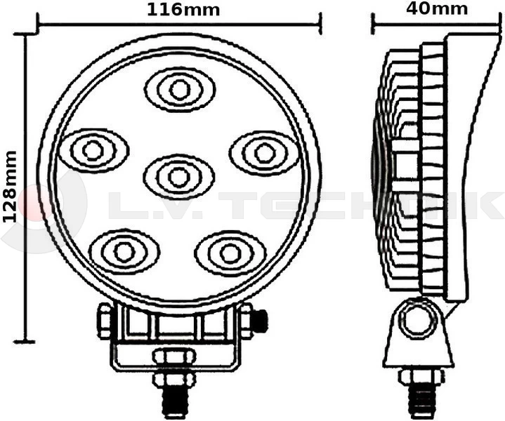 LED work lamp round 6x 3W