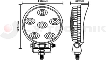 LED work lamp round 6x 3W