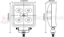 LED work lamp square 5x 3W