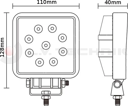 Munkalámpa LED szögletes 9x 3W