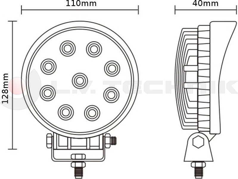 Munkalámpa LED kerek 9x 3W